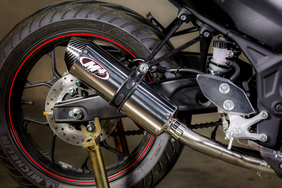 Full Exhaust w/ Polished Muffler & Stainless Tubing - For 15-23 Yamaha R3 & MT03 - Click Image to Close