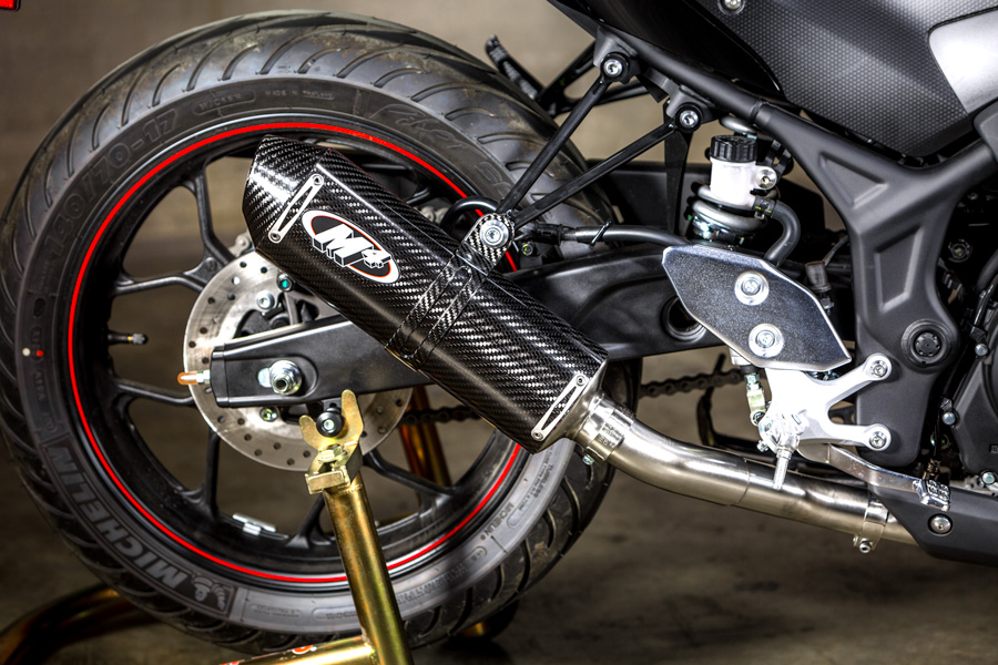 Full Exhaust w/ Carbon Fiber Muffler & Stainless Tubing - For 15-23 Yamaha R3 & MT03 - Click Image to Close