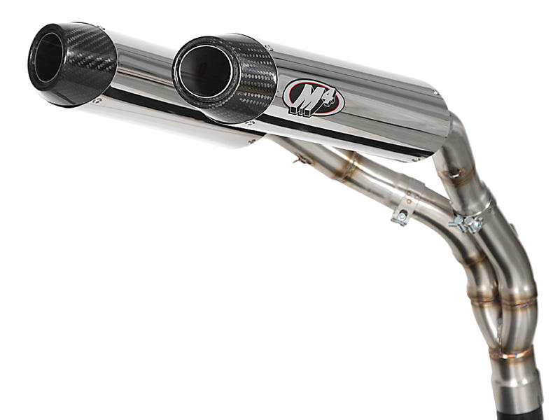 Polished Dual Slip On Exhaust - For 09-14 Yamaha R1 - Click Image to Close