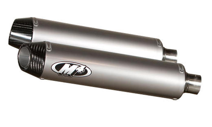 Titanium Dual Slip On Exhaust w/ Link Pipe - For 09-14 Yamaha R1 - Click Image to Close