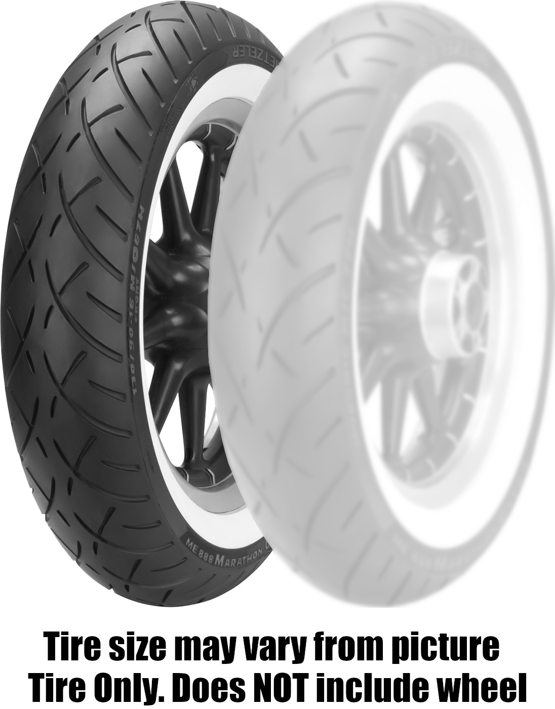 ME 888 Marathon Ultra WW Bias Front Tire 130/90-16 Wide Whitewall - Click Image to Close