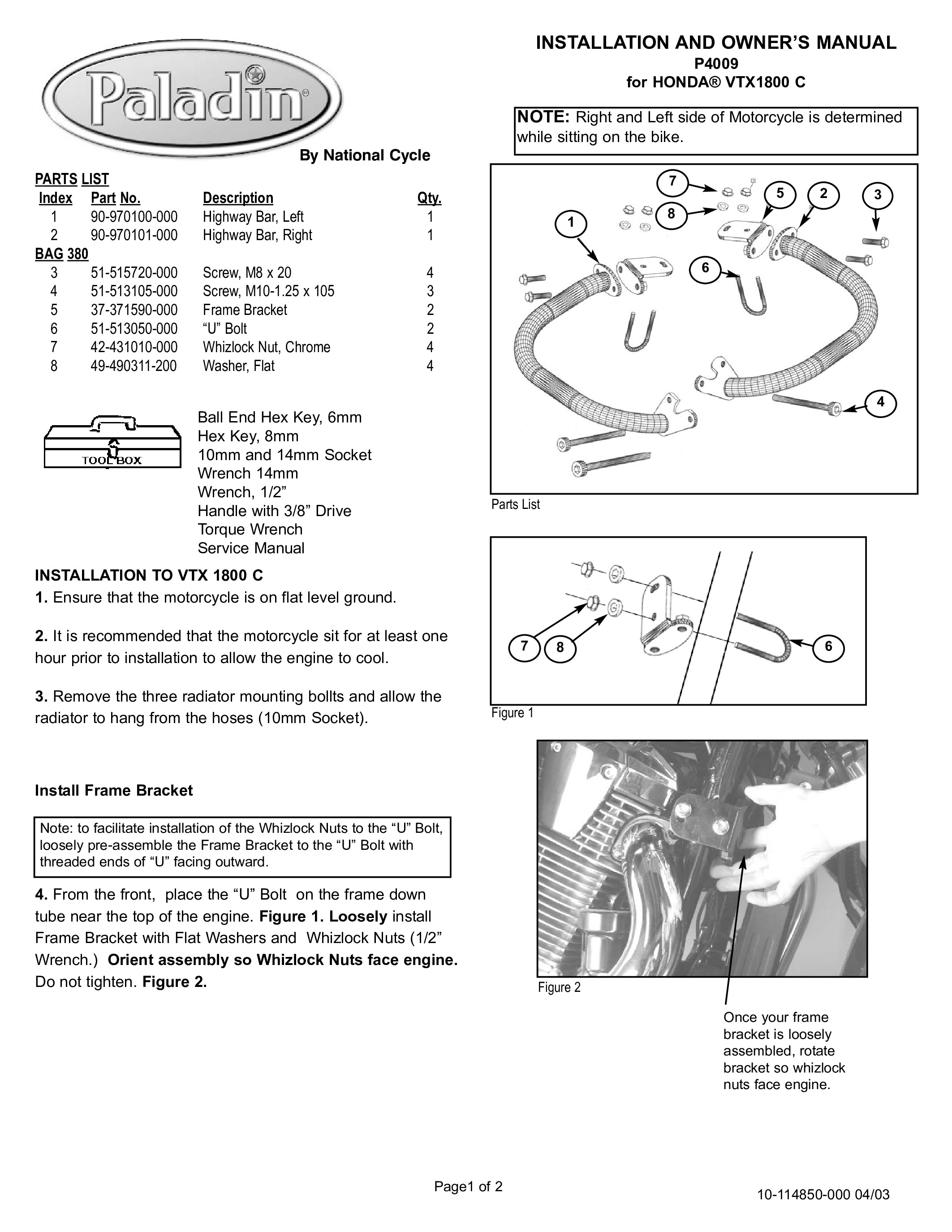 Paladin Highway Bars - For 02-08 Honda VTX1800 Classic/Performance - Click Image to Close