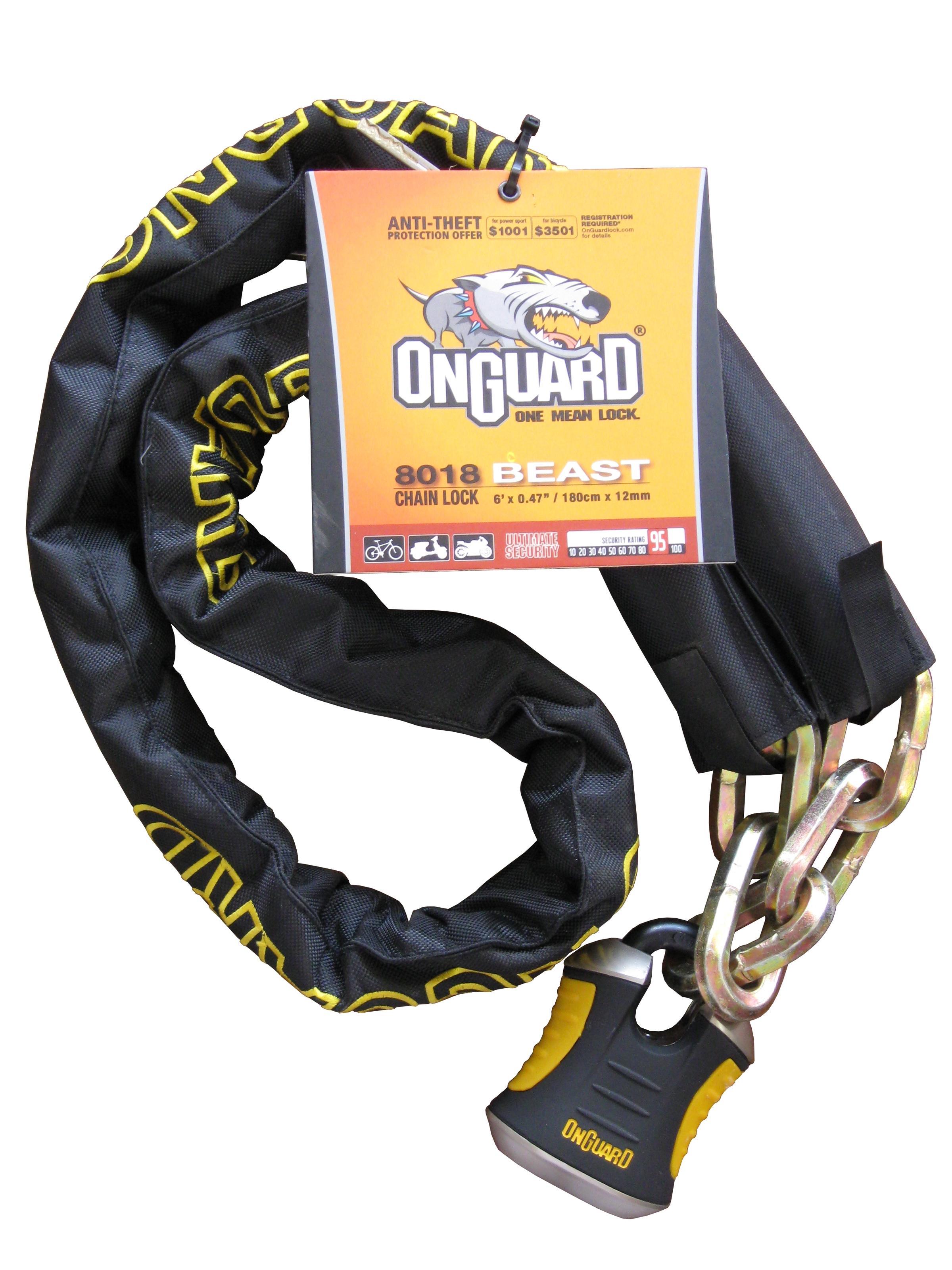 OnGuard Beast 6' Chain Lock for Motorcycle Scooter ATV Bicycle - Click Image to Close