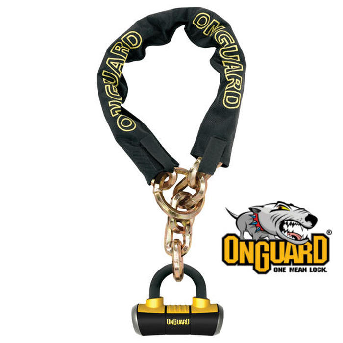 OnGuard Mastiff 4' 10mm Chain and Lock for Motorcycle Scooter ATV Bicycle - Click Image to Close