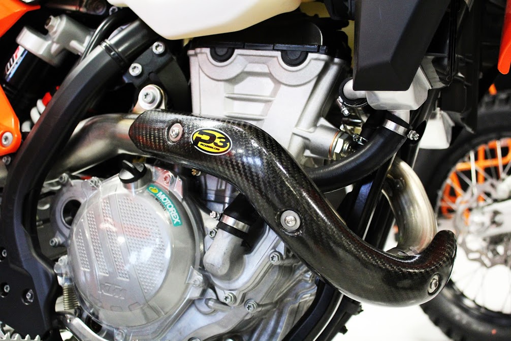 Carbon Fiber Header Heat Shield - For 17-19 KTM EXCF Husqvarna FE 350 - Click Image to Close