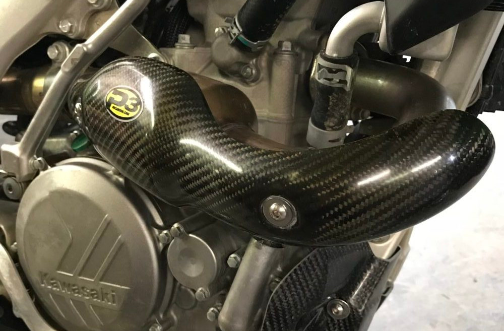 Carbon Fiber Header Heat Shield - For 16-18 Kawasaki KX450F - Click Image to Close