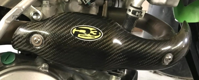 Carbon Fiber Header Heat Shield - For 16-18 Kawasaki KX450F - Click Image to Close