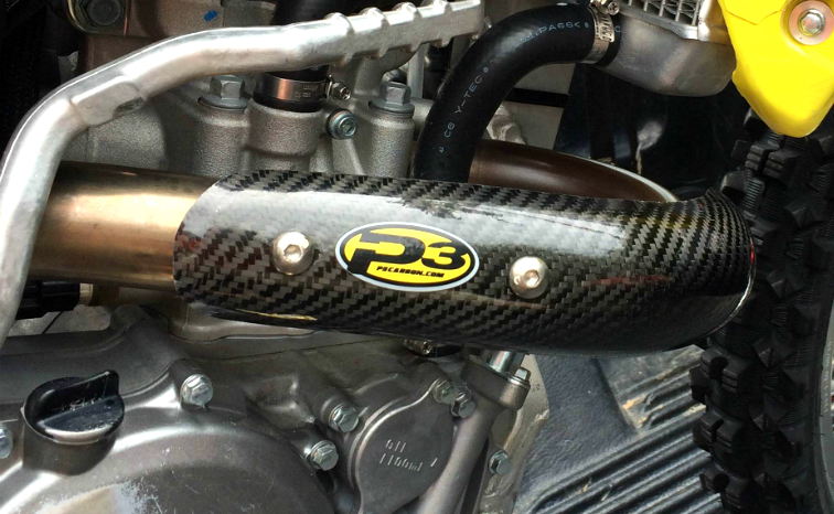 Carbon Fiber Header Heat Shield - For 08-20 Suzuki RMZ450 w/Yoshimura - Click Image to Close