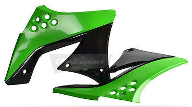 Radiator Shrouds - Original 09 Green/Black - For 09-12 Kawasaki KX250F - Click Image to Close