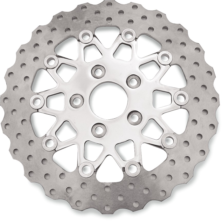10 Button Contour Floating Rear Brake Rotor - Polished Center - Click Image to Close