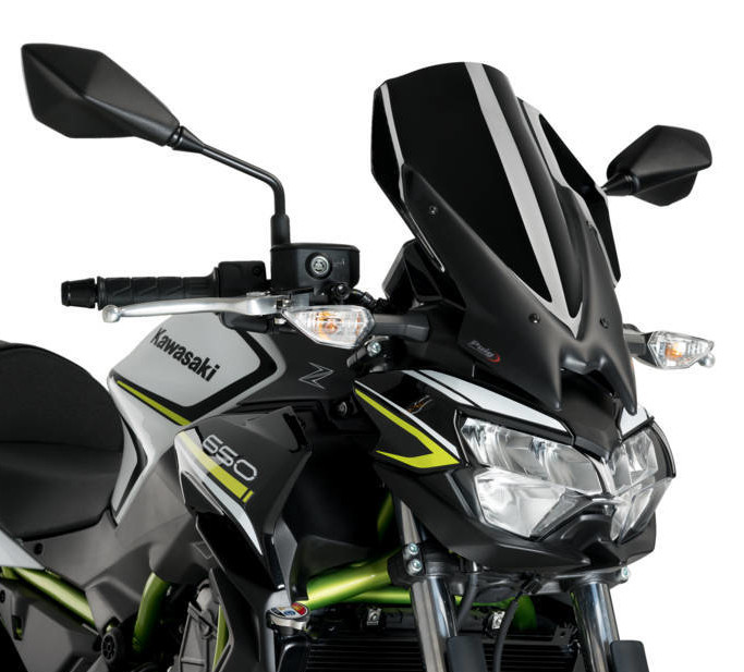 Naked New Gen Touring Windscreen - Black - For 20-21 Kawasaki Z650 - Click Image to Close