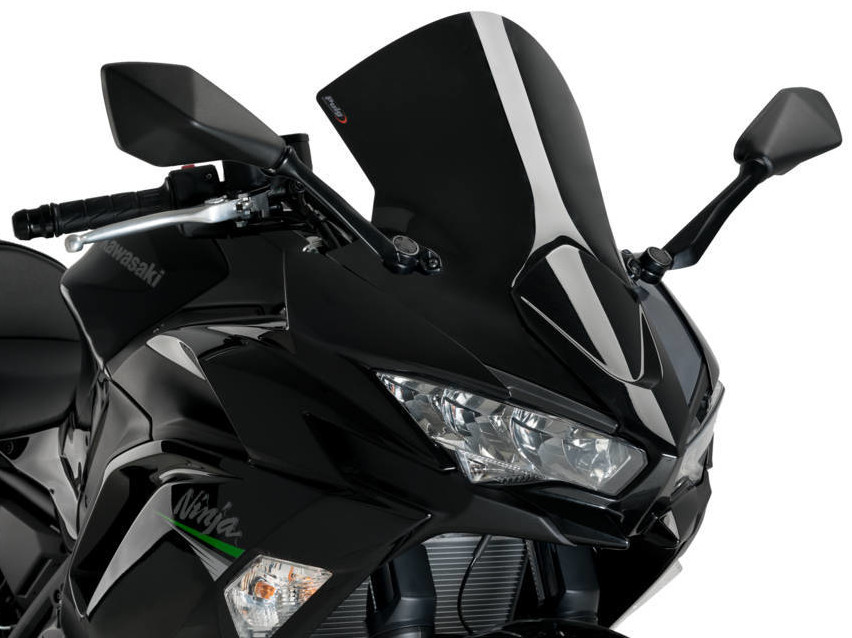 R-Racer Windscreen - Black - For 20-21 Kawasaki Ninja 650 - Click Image to Close