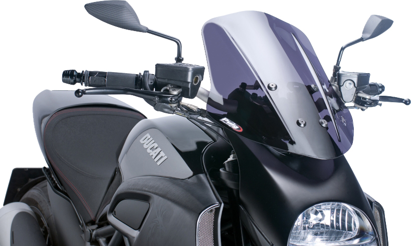 Naked New Gen Touring Windscreen - Dark Smoke - For 11-13 Ducati Diavel - Click Image to Close