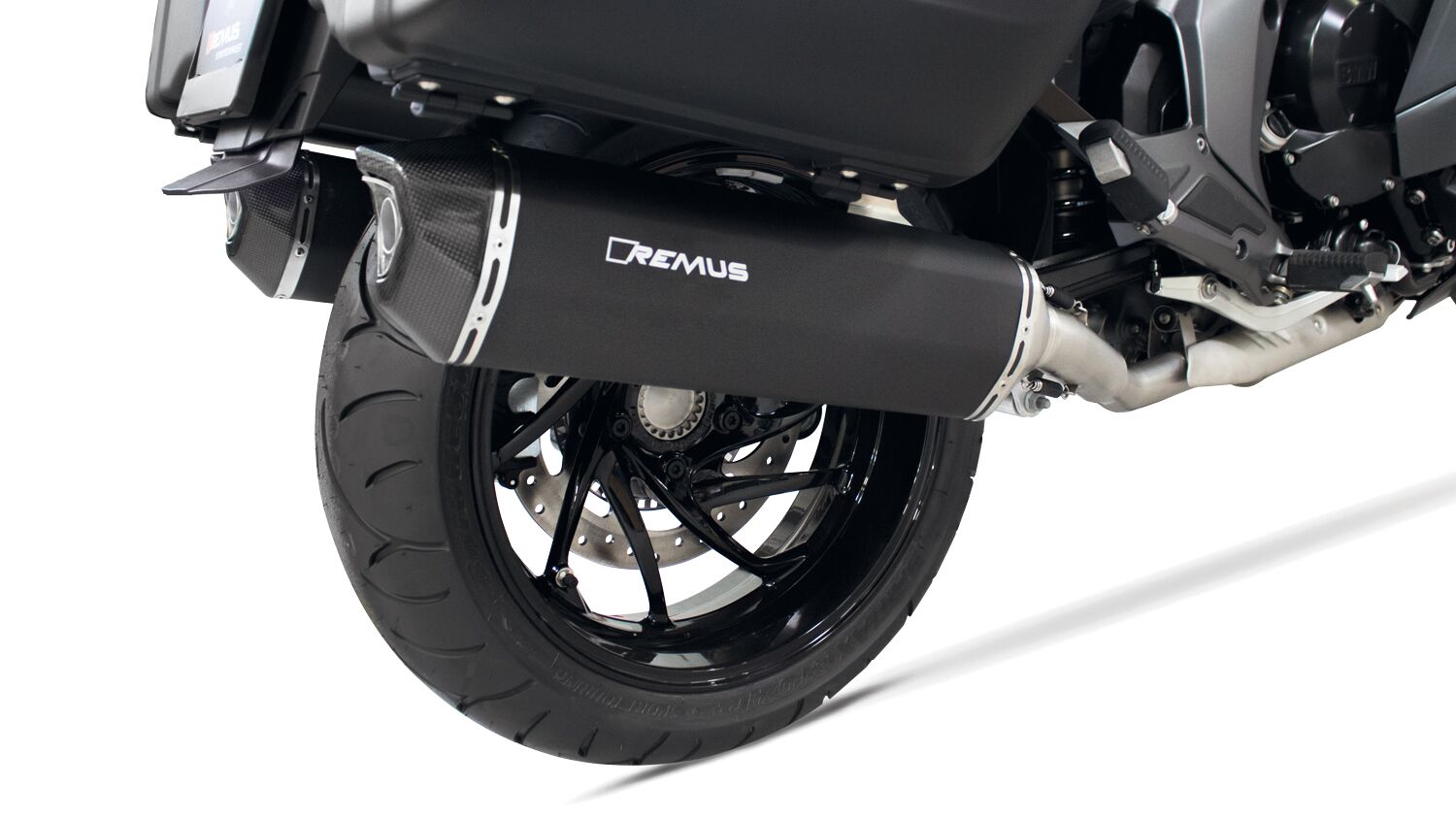 BLACK HAWK Slip On Exhaust Stainless Steel - Black - For 17+ BMW K1600GT/GTL - Click Image to Close