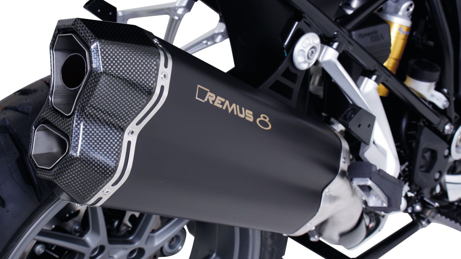 REMUS 8 Slip On Exhaust Stainless Steel - Black - BMW R1200GS/Adventure - Click Image to Close