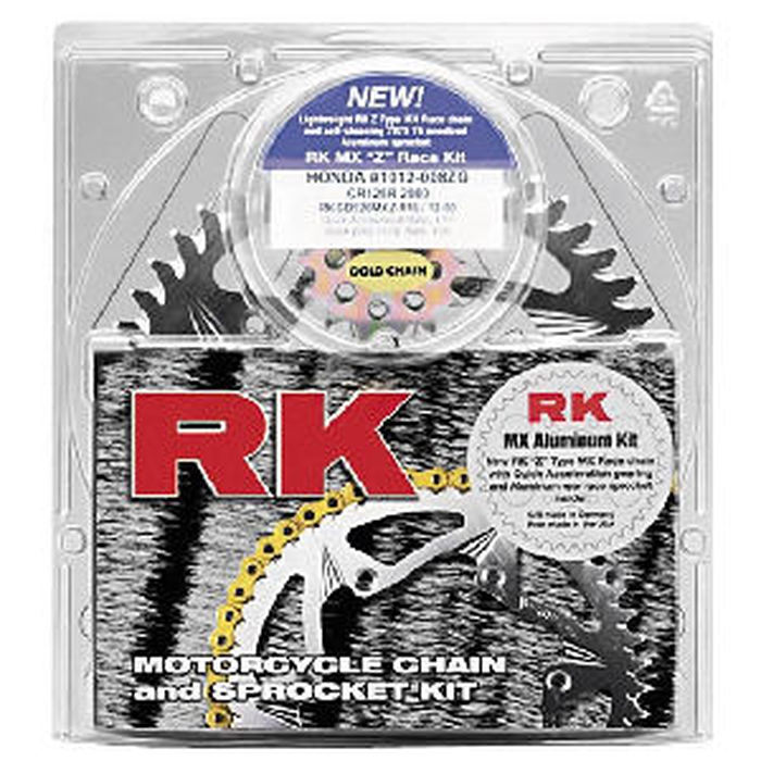 QA 520MXZ4-112 Chain 12/49 Silver Aluminum Sprocket Kit - RK Excel Chain & Sprocket Kit - Click Image to Close