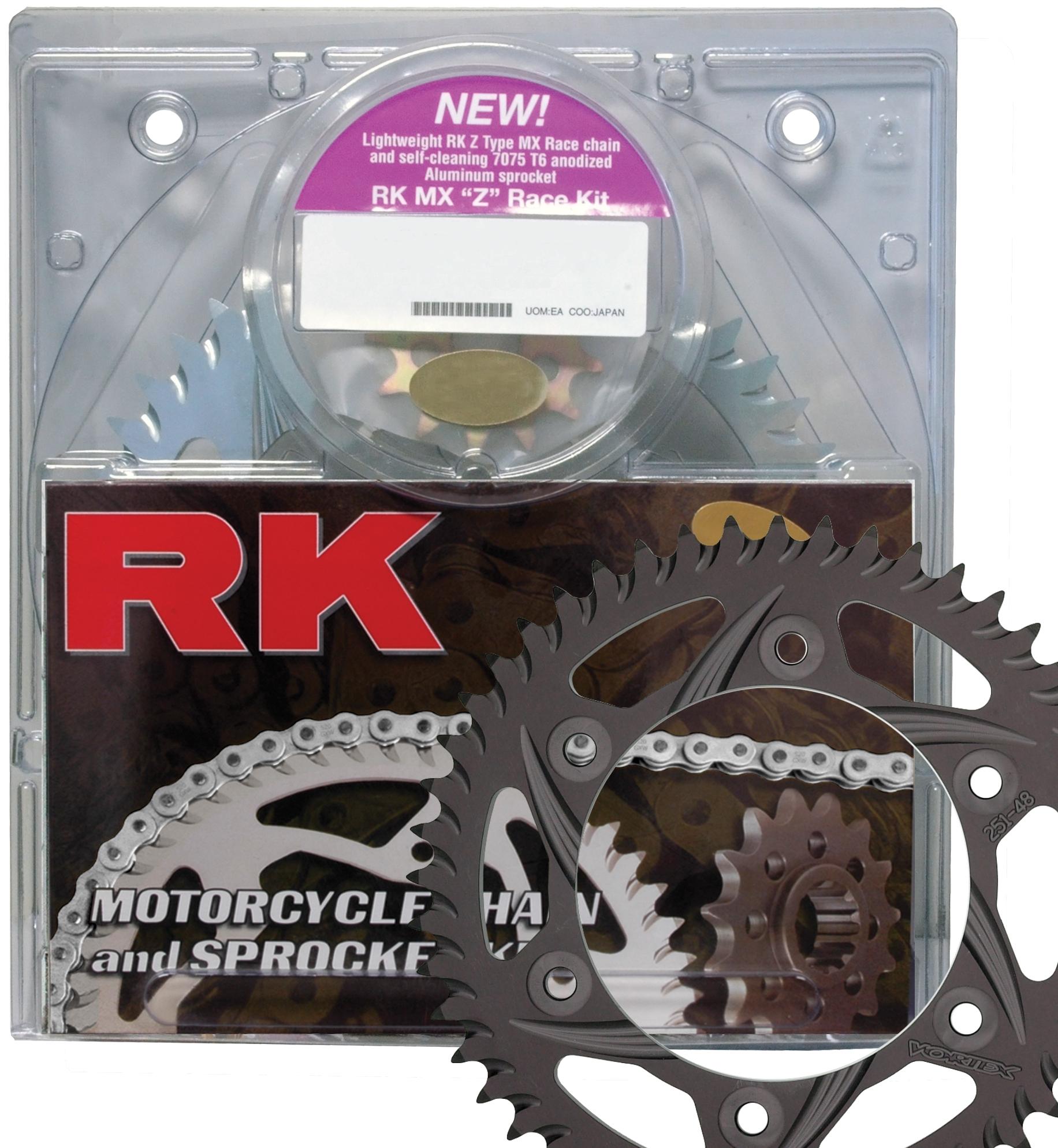 QA 520MXZ4-116 Chain 12/52 Black Aluminum Sprocket Kit - RK Excel Chain & Sprocket Kit - Click Image to Close