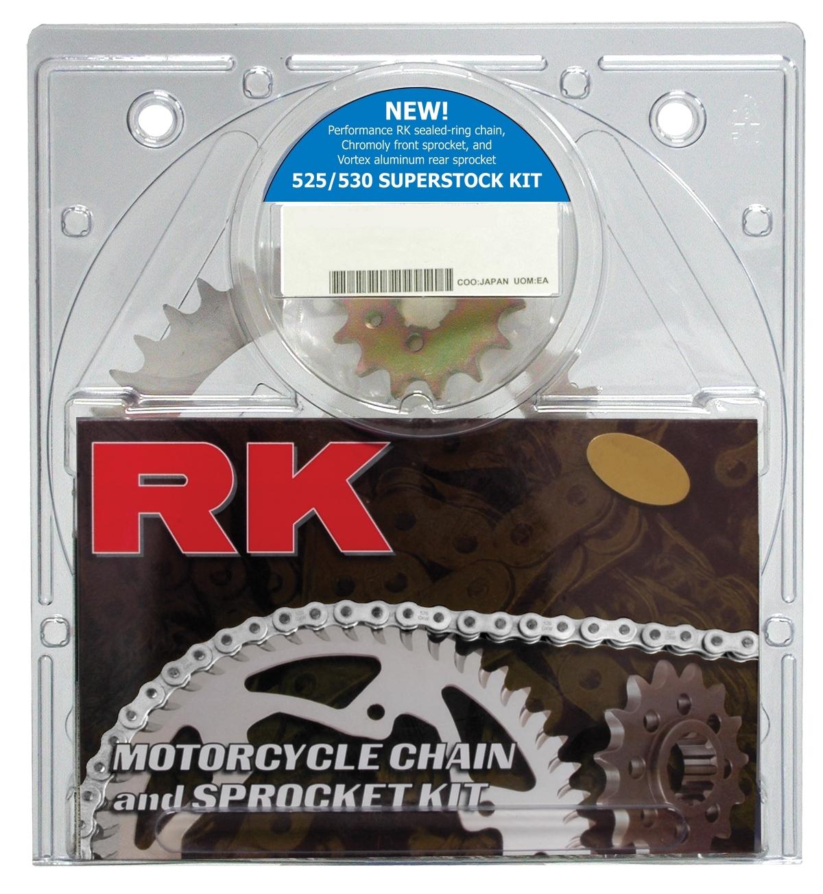 530XSOZ1-116 Chain 15/44 Silver Aluminum Sprocket Kit - RK Excel Chain & Sprocket Kit - Click Image to Close