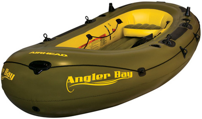 Airhead Angler Bay Inflatable Boat 6 Person - 6 person inflatable fishing boat for lakes/streams - Click Image to Close