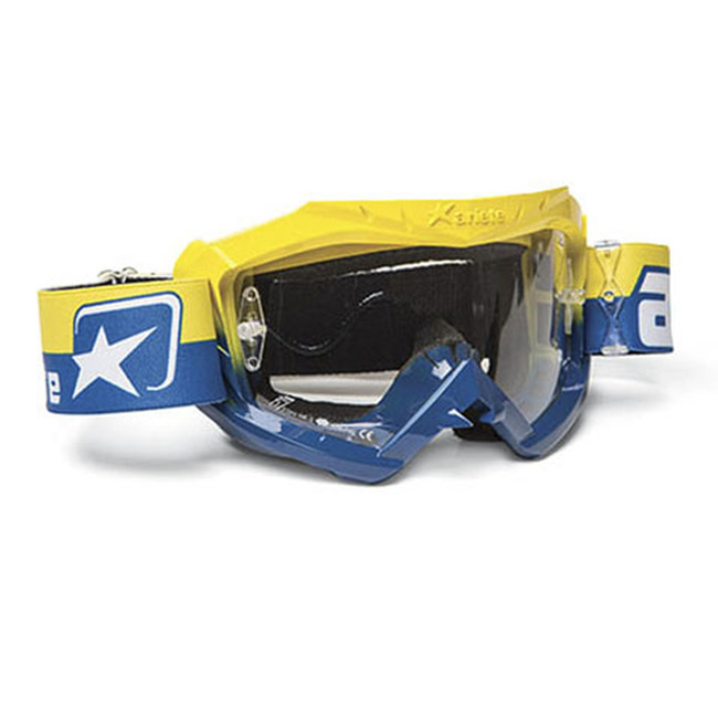 Ariete 07 Line Kids MX Goggles Blue Yellow - Blue/yellow kids MX goggles with clear lens - Click Image to Close