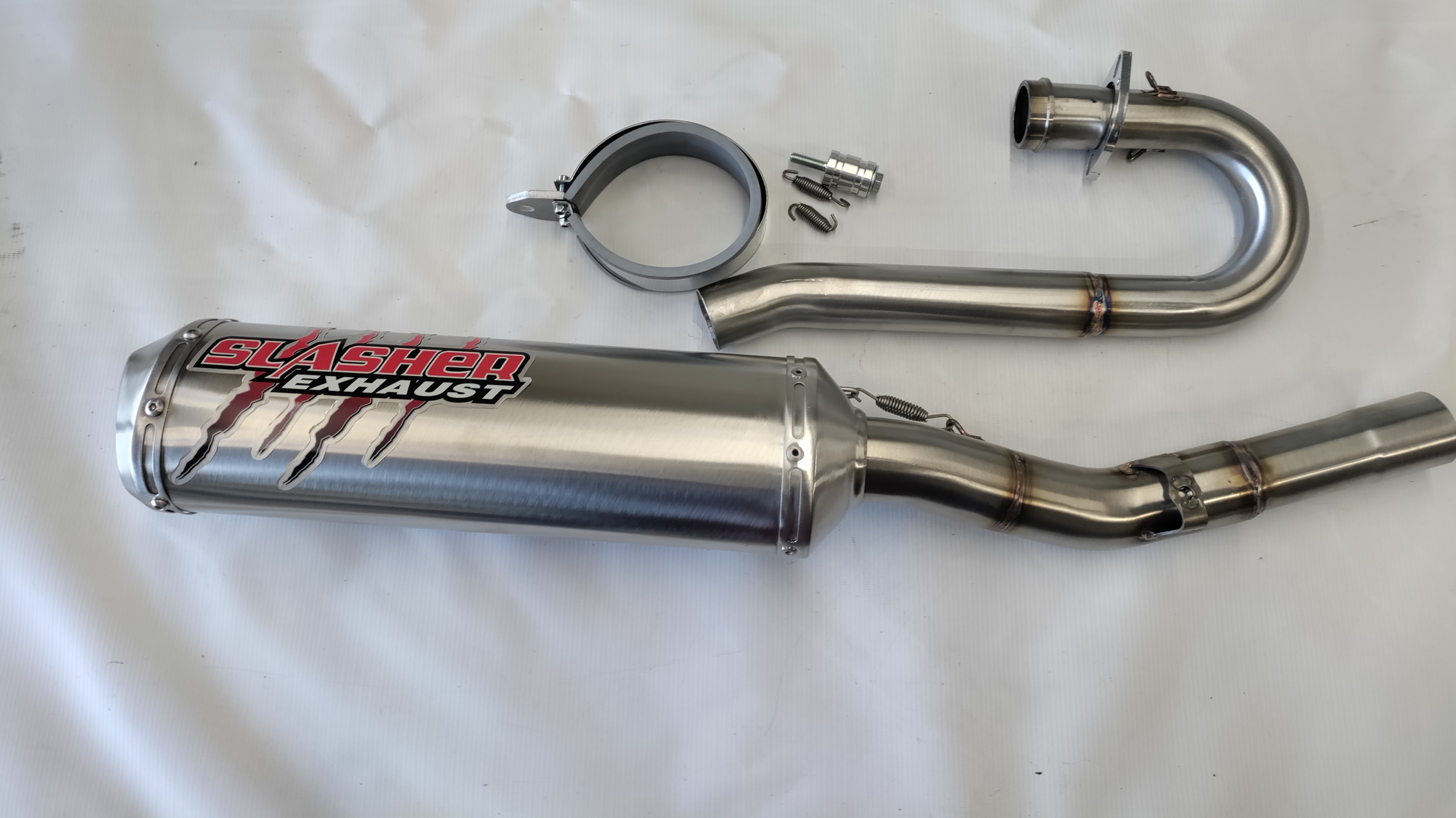 Stainless Full Exhaust w/ Spark Arrestor - For 09-15 Kawasaki KX450F - Click Image to Close