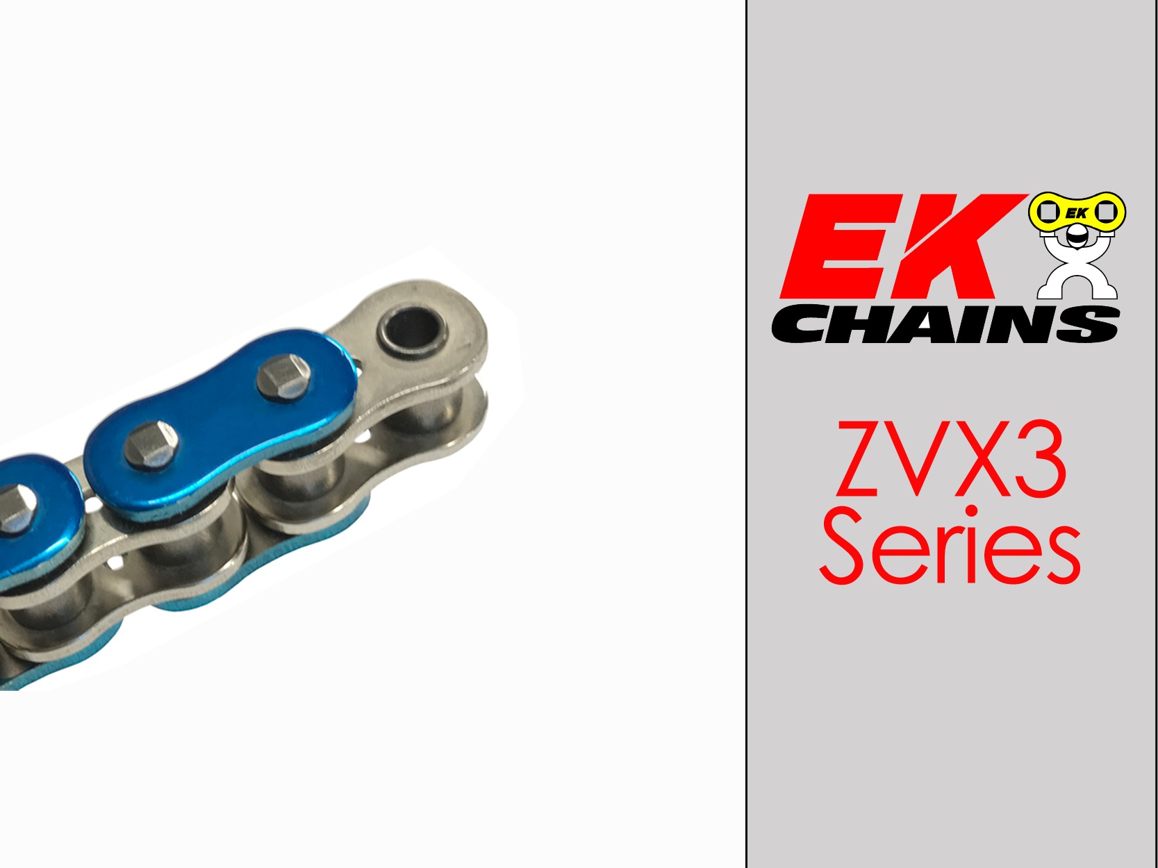 Vortex Racing EK 530 ZVX3 Chain 120 Link Metallic Blue Rivet Master - 120 link metallic blue chain with rivet master link - Click Image to Close