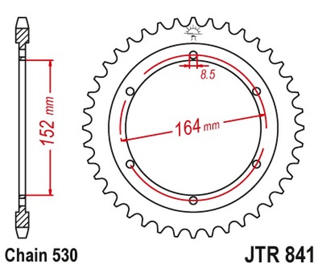 JT Steel Rear Sprocket 42T JTR841.42 Fits Yamaha 530 Chain Models - Click Image to Close