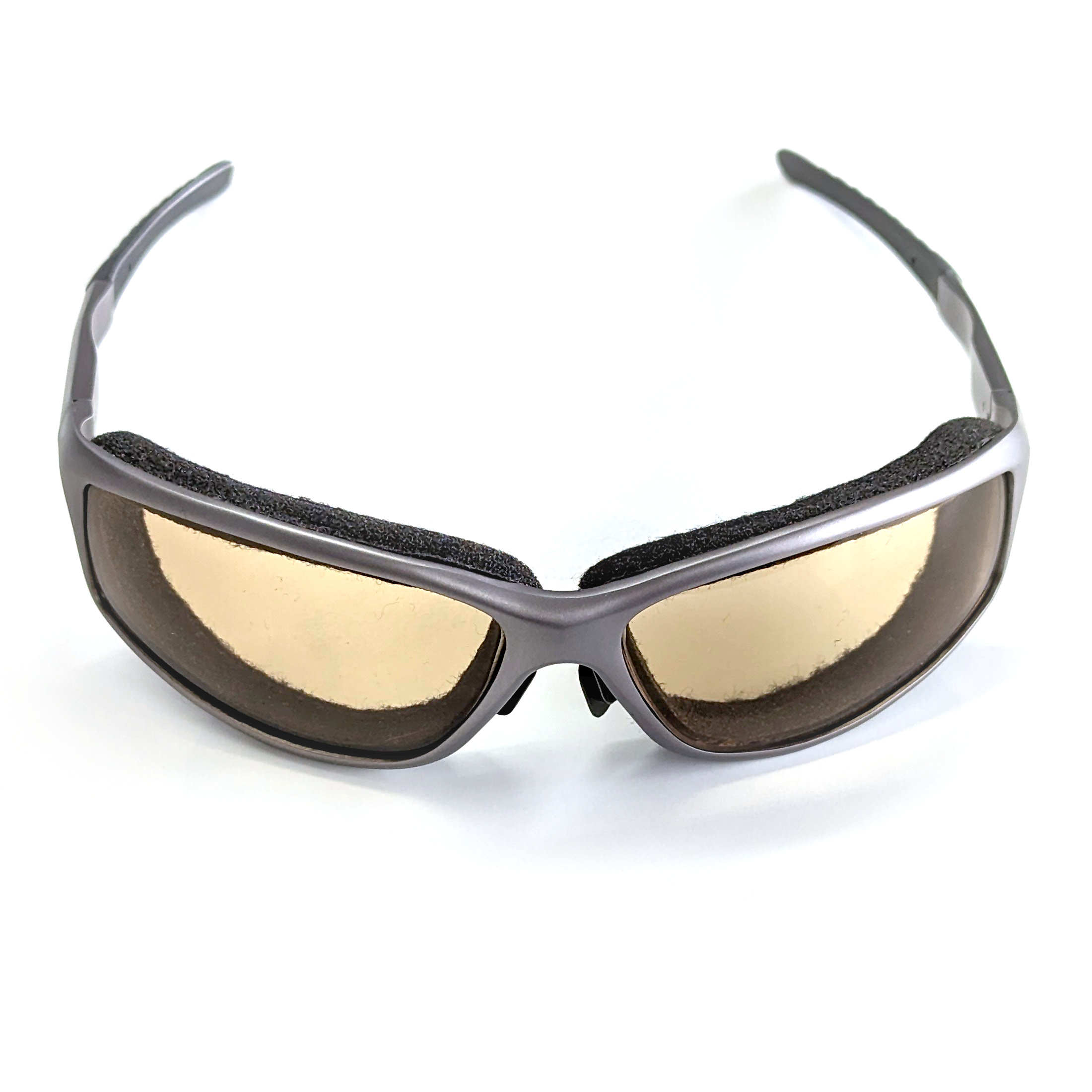M4 Riding Glasses, Gray Metal Frame w/ Light Adjusting Anti-Fog Lens & Foam Pad - Click Image to Close