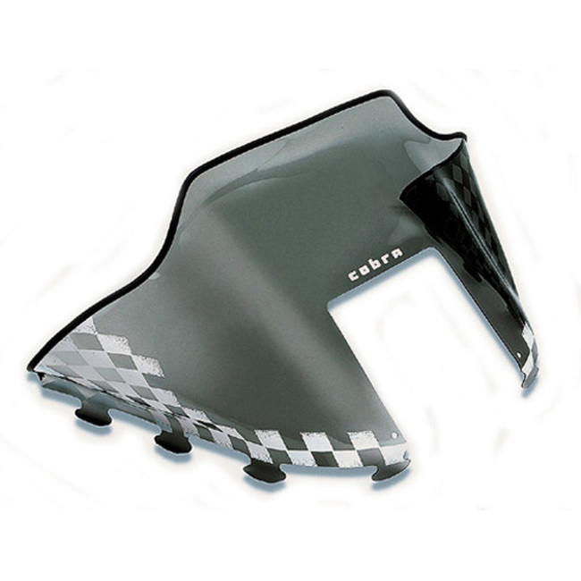 Powermadd Cobra Windshield Mid Smoke with White Flags 14in For Polaris Standard - Click Image to Close