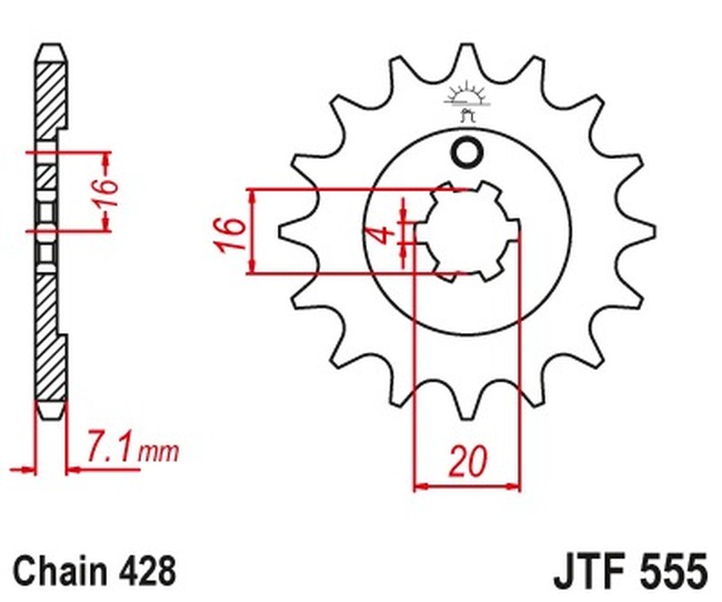 JT Front Sprocket 15T-428 Fits Kawasaki/Suzuki/Yamaha - Click Image to Close