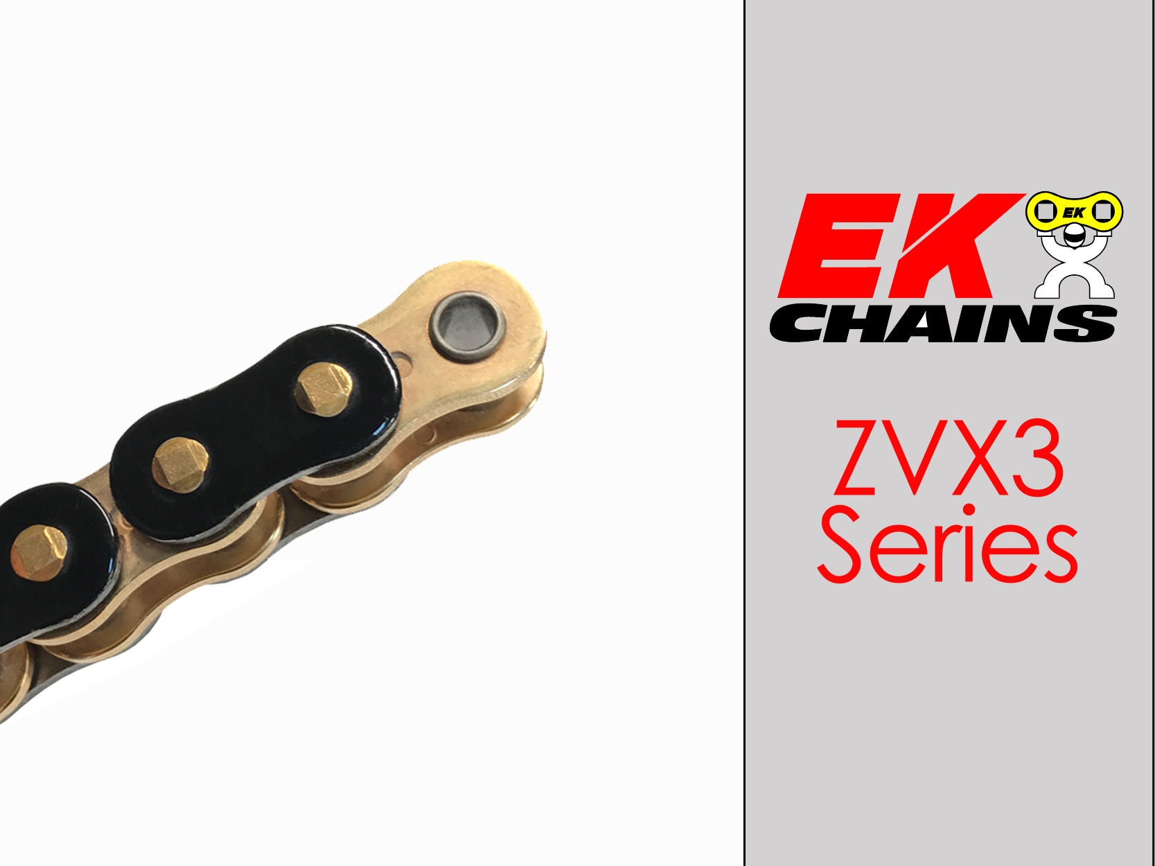 Vortex Racing EK 530 ZVX3 Chain 120 Links Black Gold Rivet Master - 120 link 530ZVX3 chain, rivet master, black gold - Click Image to Close