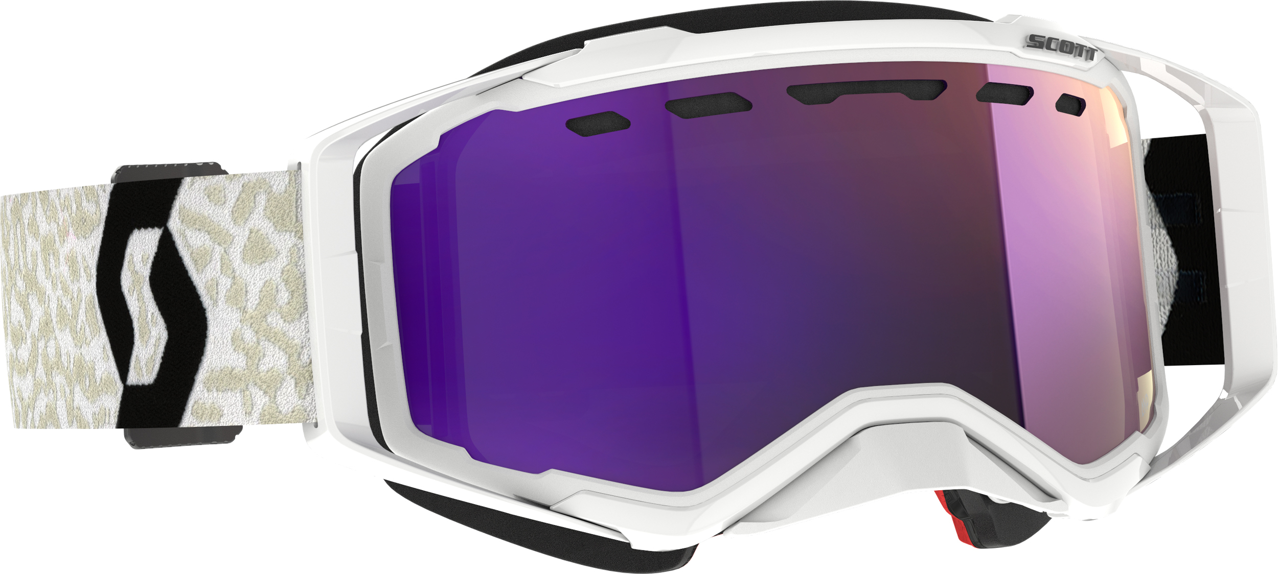 Scott Prospect Snow Cross Goggles White/Black Purple Chrome Lens - Snow goggles, White/Black, Purple Chrome lens - Click Image to Close
