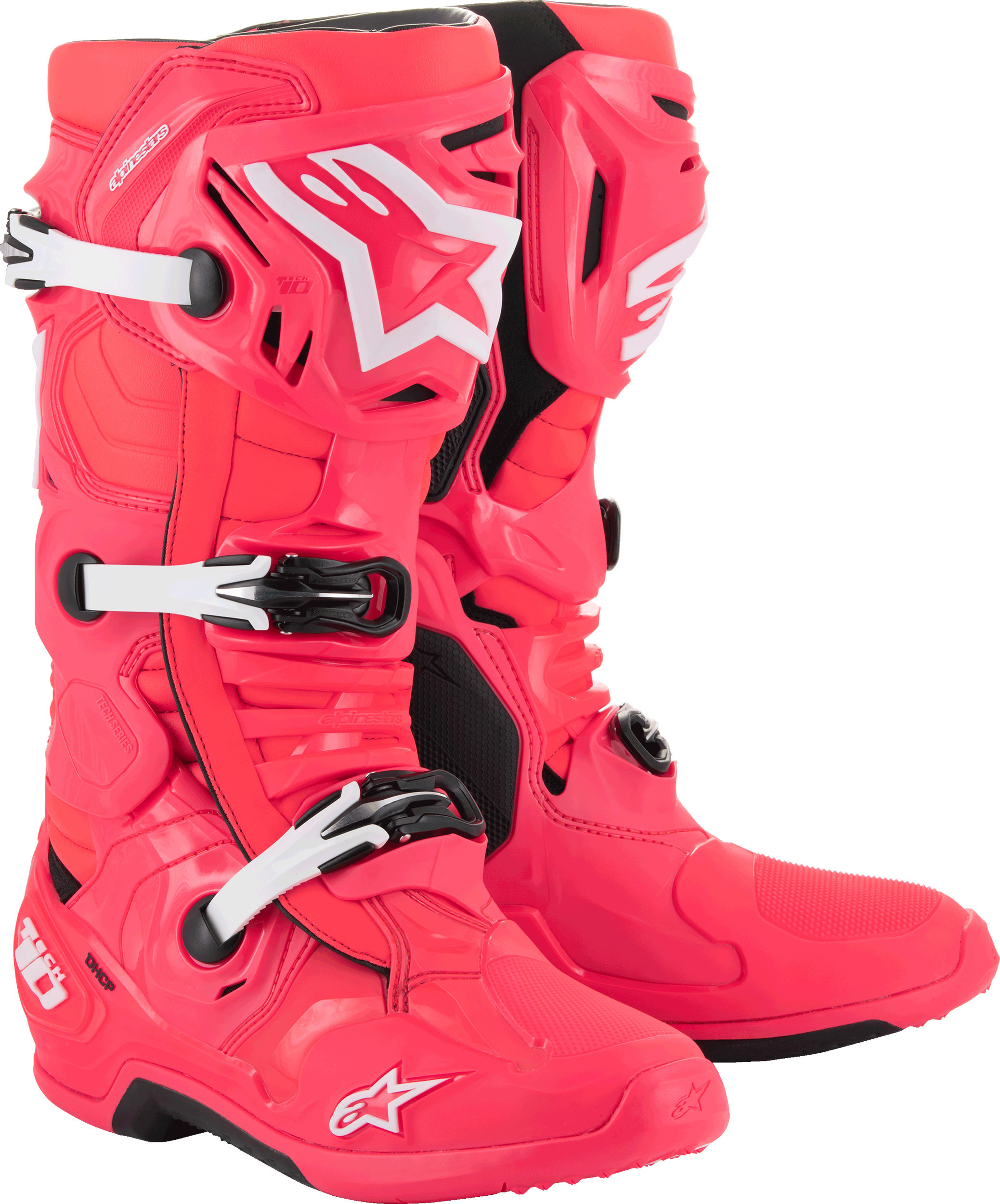 Alpinestars Tech 10 Boots Diva Pink/White Size 13 - High-performance MX boots in Diva Pink/White, Size 13 - Click Image to Close