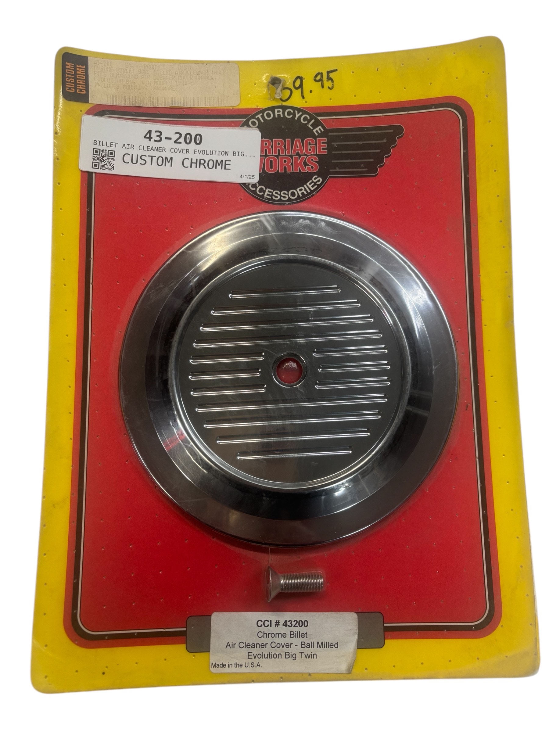 Custom Chrome Billet Air Cleaner Cover Evolution Big Twin - For Evolution Big Twin models - Click Image to Close