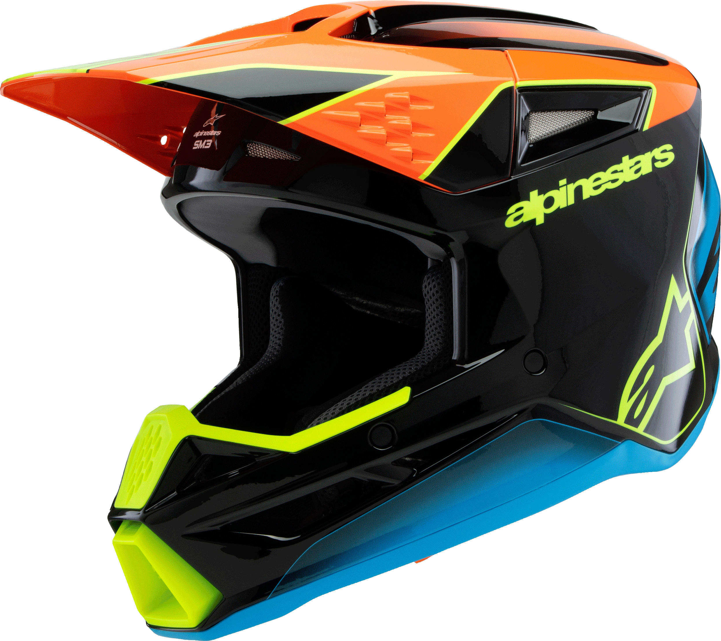 Alpinestars SM3 Youth Fray Helmet Black/Orange YM - Youth medium off-road helmet in Black/Orange - Click Image to Close
