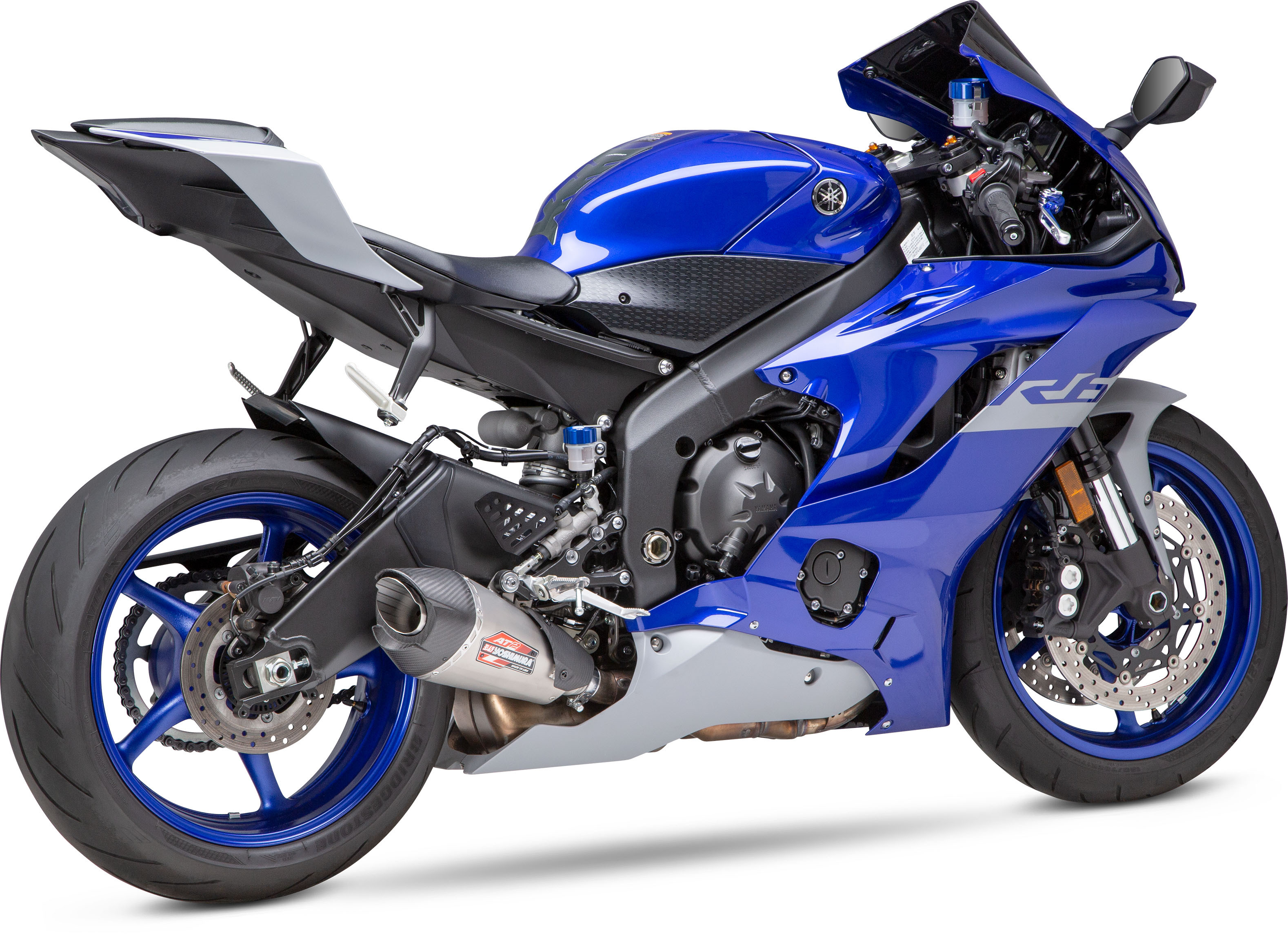 AT2 Street Slip On Exhaust - SS/CF Works - For 06-20 Yamaha YZF R6 - Click Image to Close
