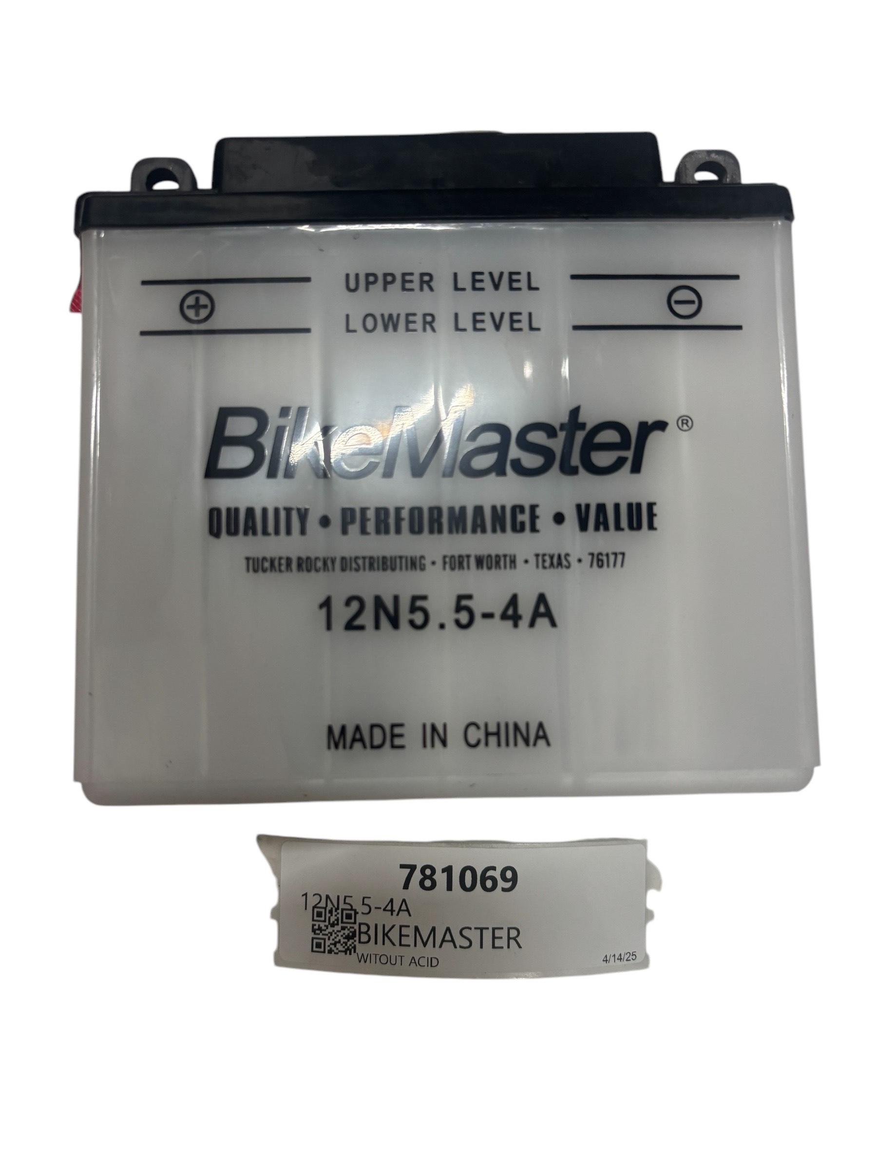 BikeMaster 12N5.5-4A Conventional Battery - 12V conventional battery - Click Image to Close