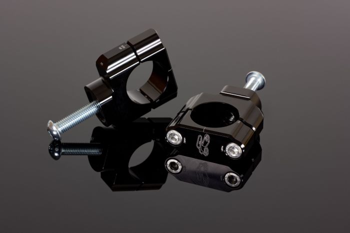 Renthal 28.6mm No Offset Handlebar Clamps Black Pair - For mounting 1-1/8in bars on select motorcycles - Click Image to Close