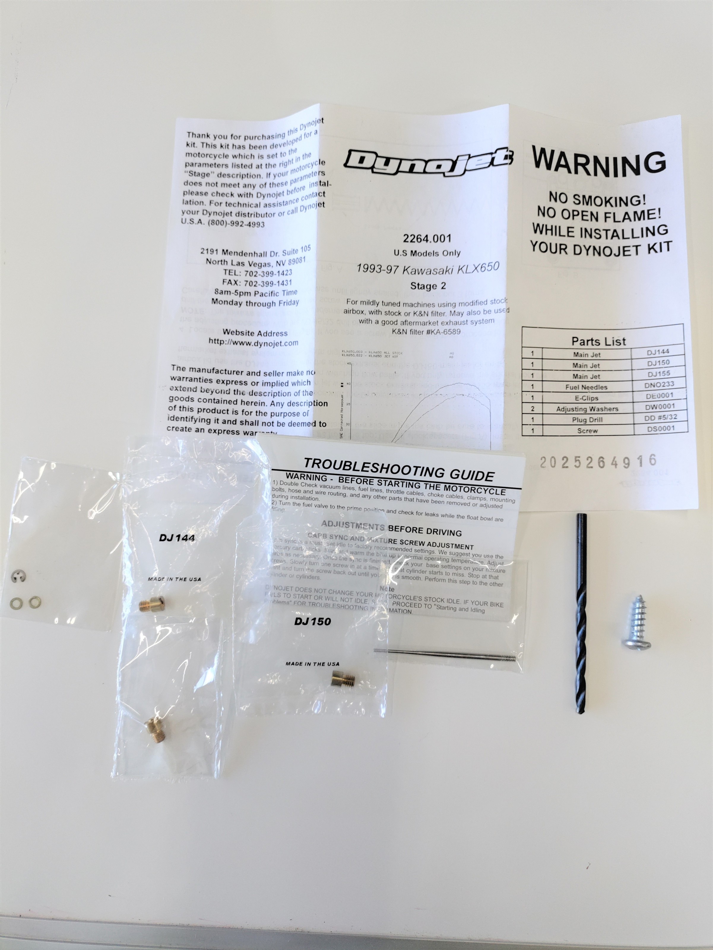 Open Box Dynojet Carburetor Tuning Jet Kit Stage 2 Fits 93-97 Kawasaki KLX650 - Click Image to Close
