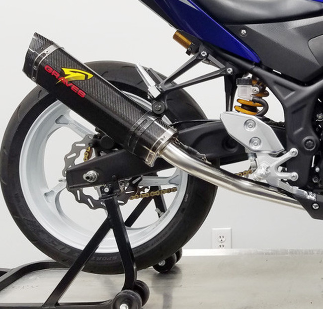 Carbon Fiber 3/4 Slip On Exhaust - For 15-23 Yamaha YZF R3 - Click Image to Close