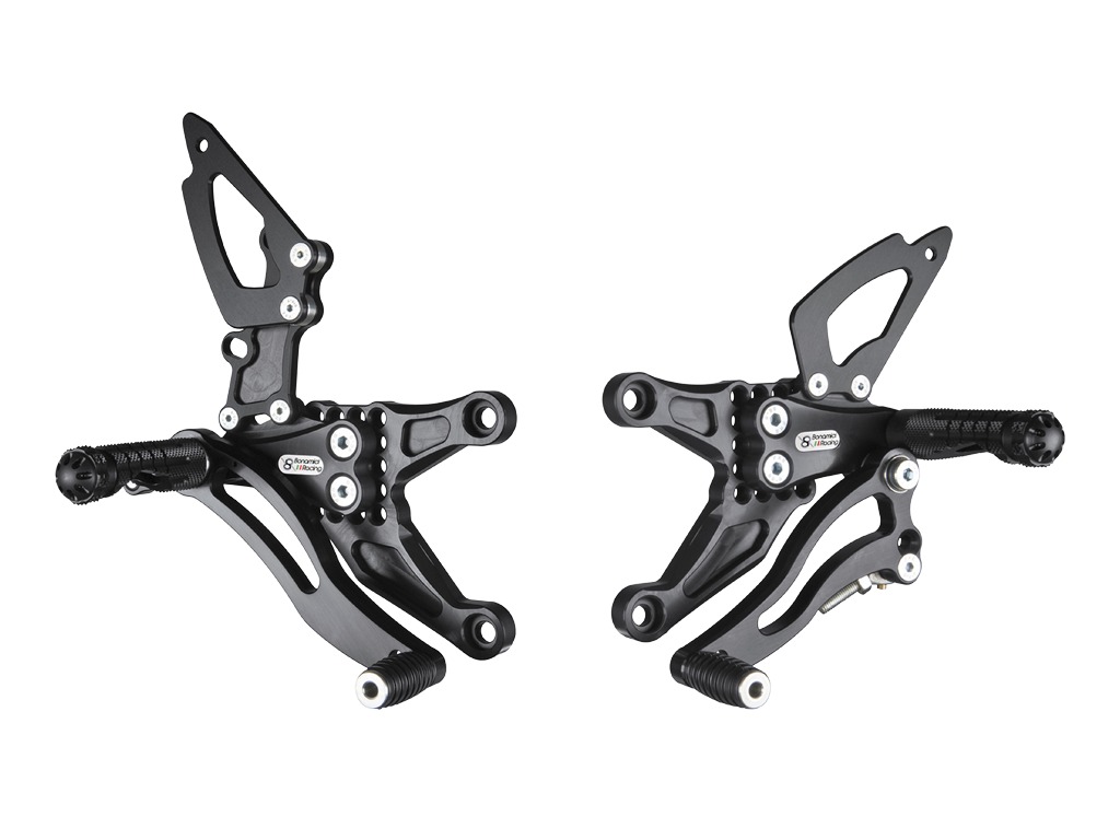 Bonamici Adjustable Rearsets Black Aluminum Fits 07-08 Kawasaki ZX6R - Click Image to Close