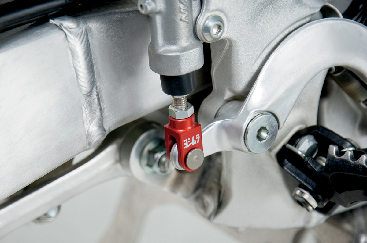Red Rear Brake Master Cylinder To Pedal Clevis Kit - For 04-14 Kawasaki KX250F KX450F & 04-06 Suzuki RMZ250 - Click Image to Close