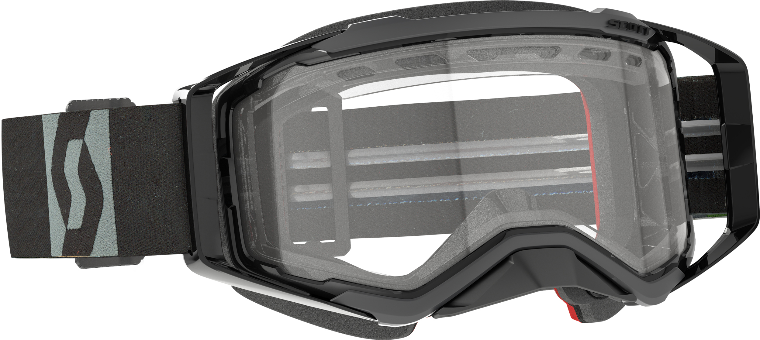 Scott Prospect Snow Cross Goggles Black/Grey Clear Lens - Snow goggles with clear lens for snowcross riding - Click Image to Close