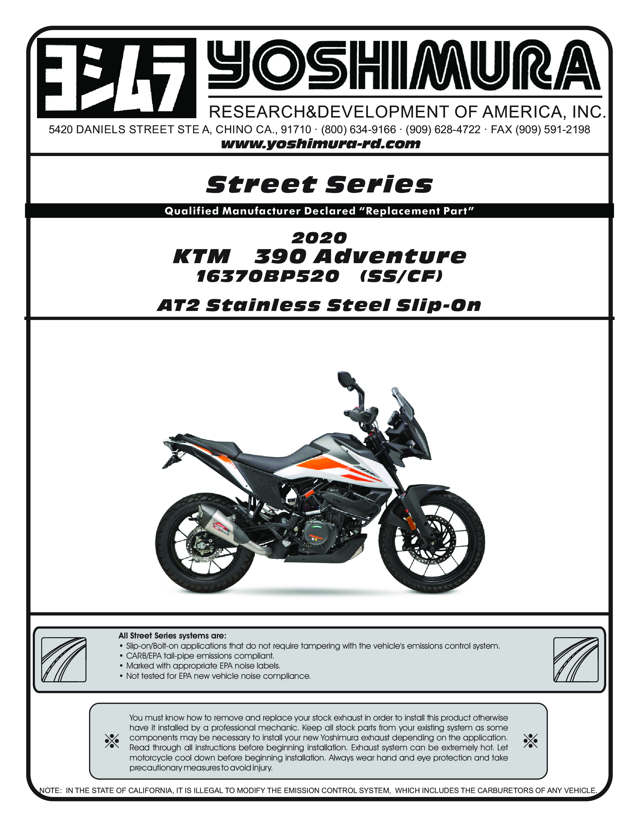 AT2 Street Slip On Exhaust - For 20-24 KTM 390 Adventure - Click Image to Close