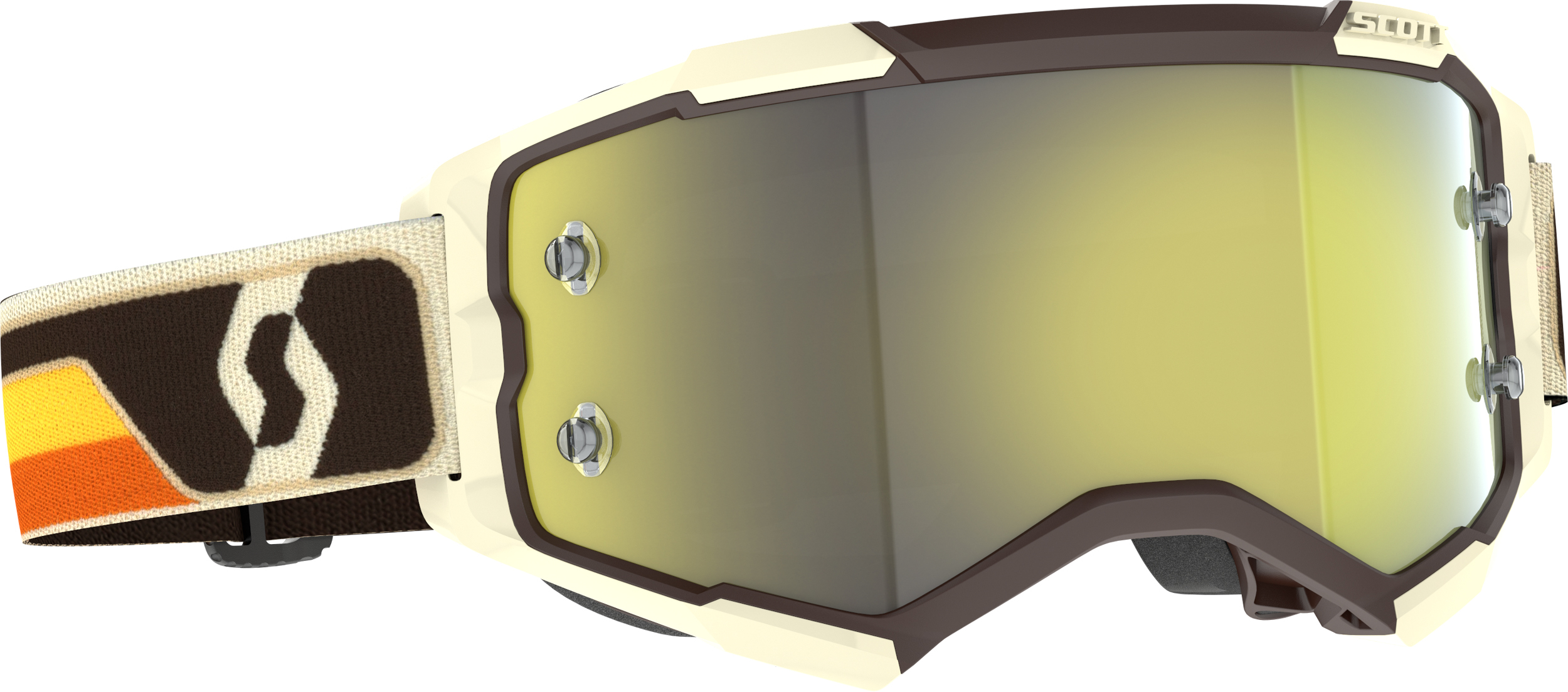 Scott Fury Goggle Deep Brown/Beige Yellow Chrome Lens - Motocross goggles with yellow chrome lens - Click Image to Close