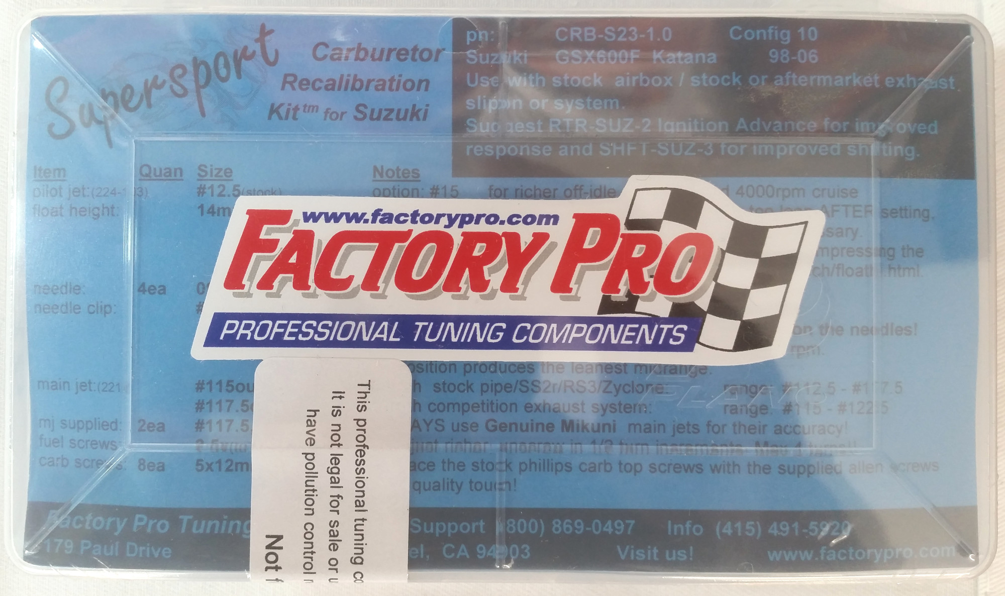 Carb Jet Kit 1.0 - 98-06 Suzuki GSX600F Katana - Click Image to Close