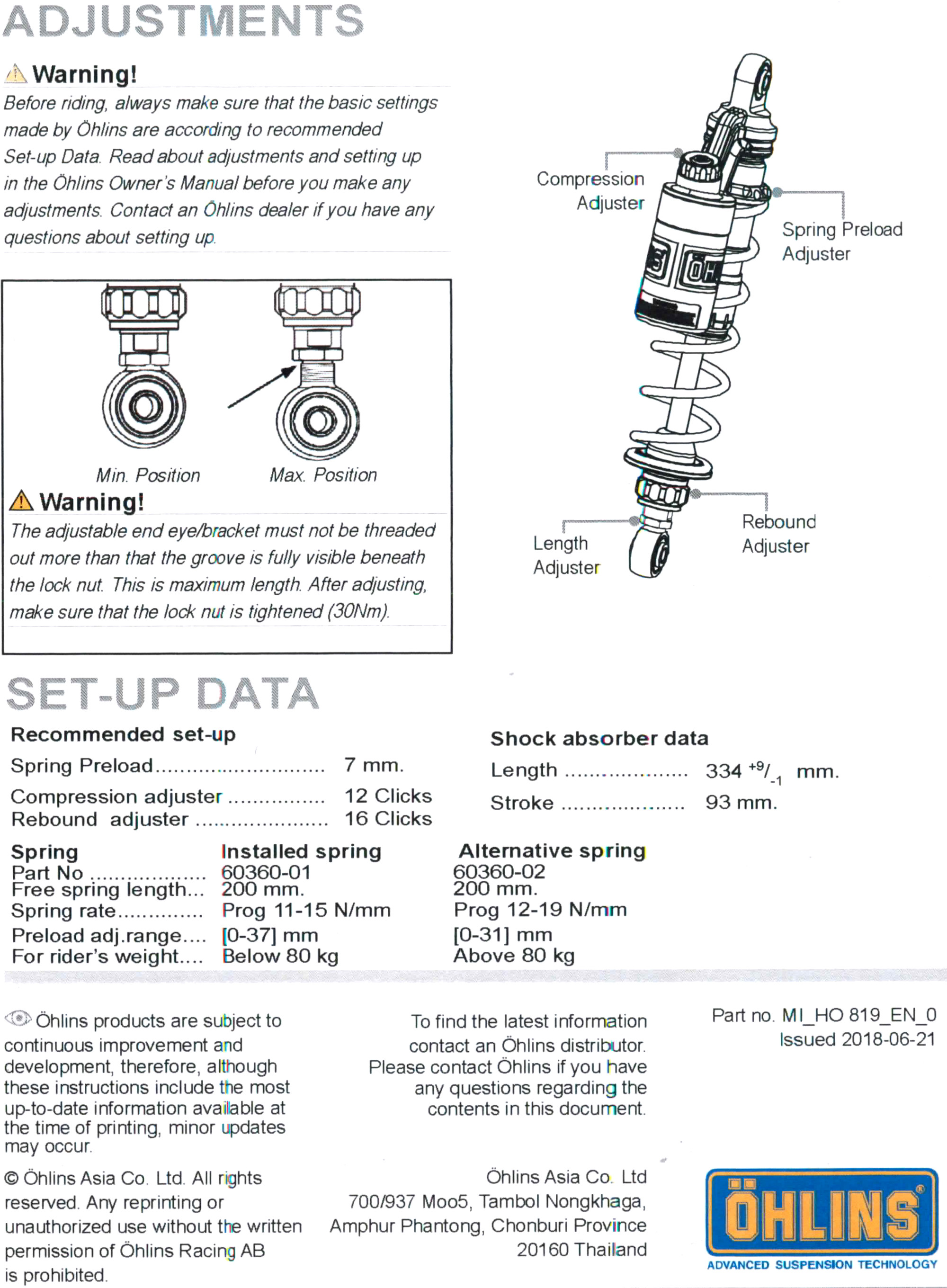 Dual STX 36 Shock Absorber Kit - Integrated Reservoir S36PR1C1L - For 19-23 Honda Monkey - Click Image to Close