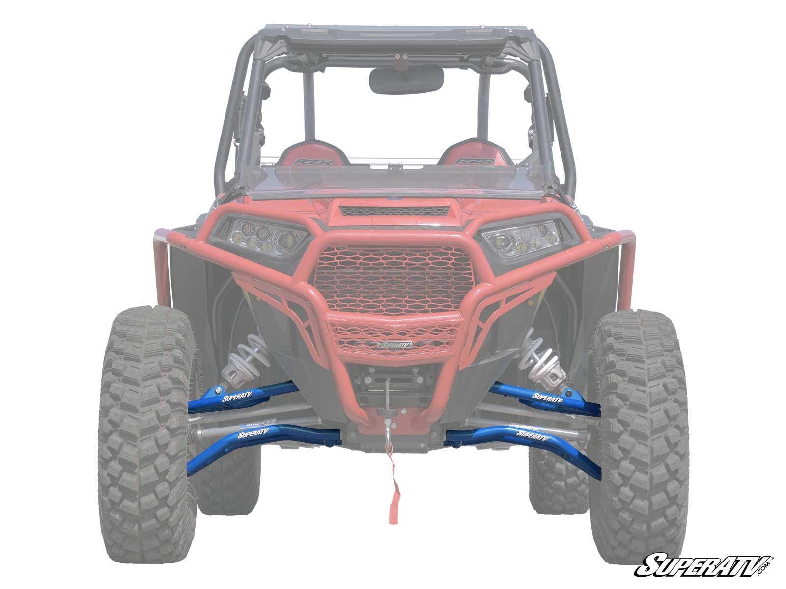 High Clearance Front A-Arms 1.5" Forward Offset Voodoo Blue Adj. w/STD Joints - For 16-21 Polaris RZR XP Turbo - Click Image to Close