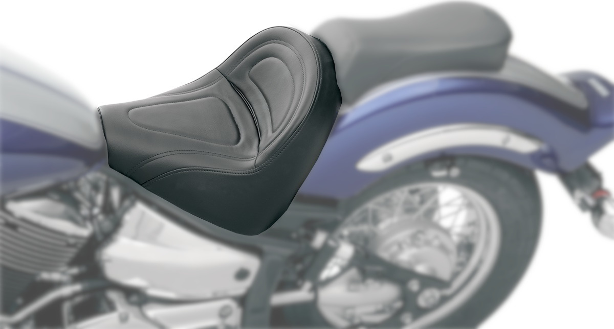 Renegade Deluxe Plain Solo Seat Black Gel Low - For 99-11 Yamaha 1100 V-Star Classic - Click Image to Close