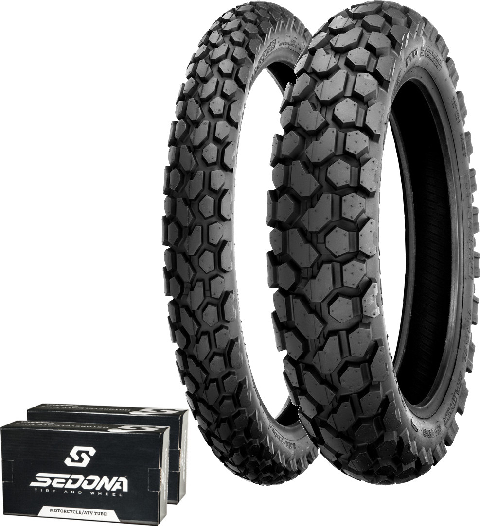 700 Series 4.60-17 3.00-21 Dual Sport Tire Kit w/ Tubes - Click Image to Close